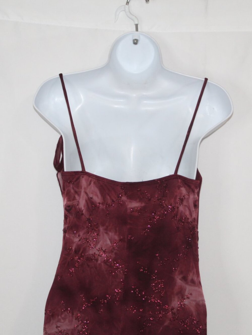 Vintage 90s Taboo women's maroon floral fairy dress size M glitter ruched midi - Picture 10 of 14